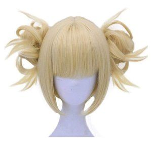 Anogol Hair Cap+613 Blonde Wigs Anime Cosplay Wigs Short Wavy Synthetic Hair ...